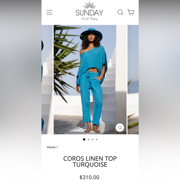 Sunday st tropez - Made in France - Woven Linen Short Sleeve Poncho One Size - Picture 13 of 14